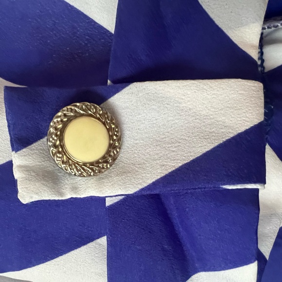 Royal Blue & White Chevron Blouse with button sleeve detail - Picture 4 of 6